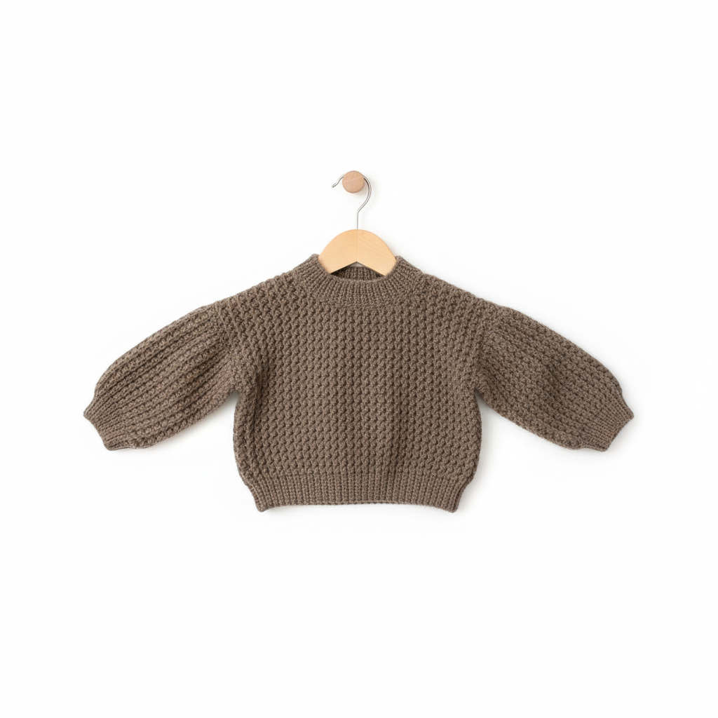 Knitted cardigan on beige hanger