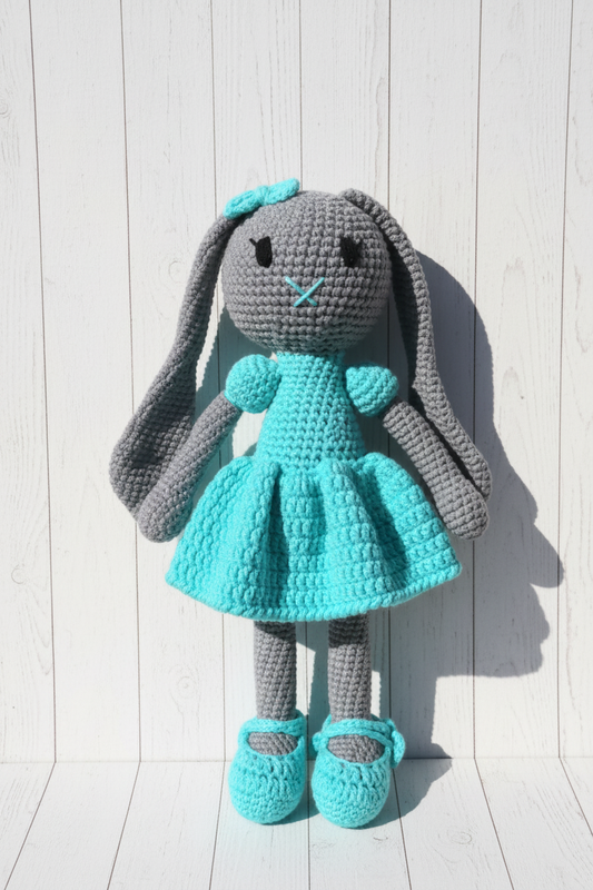 Grey & Teal Bunny Doll