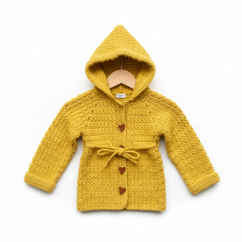 Hooded cardigan on beige hanger