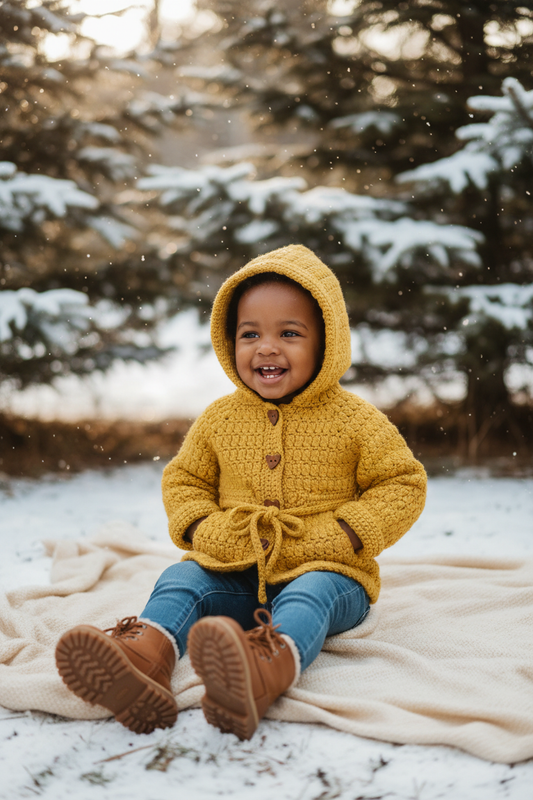 Raincoat Cardigan in winter setting